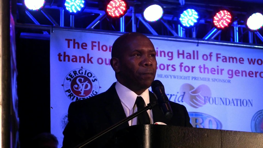 Davis accepting his induction into the Florida Boxing Hall of Fame.