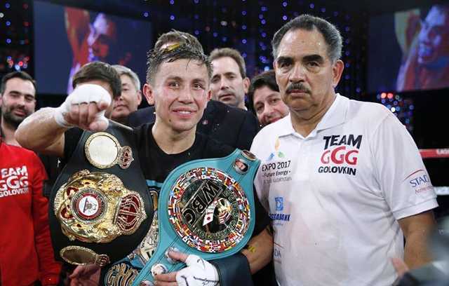 Golovkin with trainer Abel 