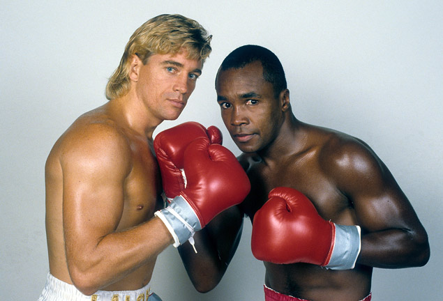 Donny Lalonde poses with Sugar Ray Leonard