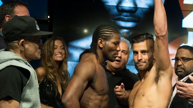 N'Dam and Lemieux at the weigh-in.