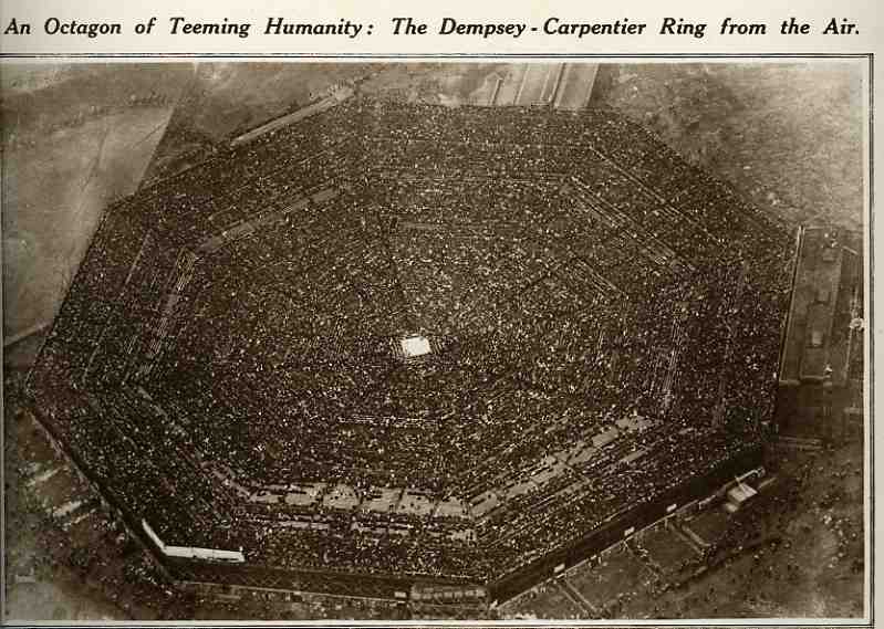 An aerial view of the massive stadium at Boyle's Thirty Acres.