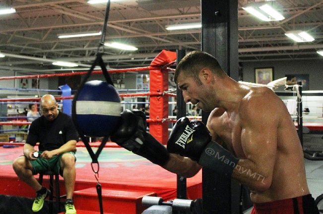 Bute training last April at the Grant Brothers gym. 