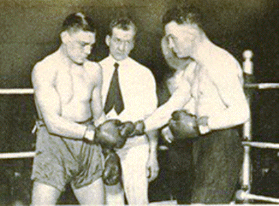 Greb and Gibbons pose in the ring before one of their four meetings.