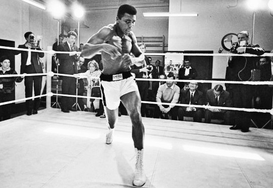 Muhammad Ali shadow boxing in 1966